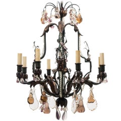 Highly Decorative Wrought Iron Crystal Drop Chandelier